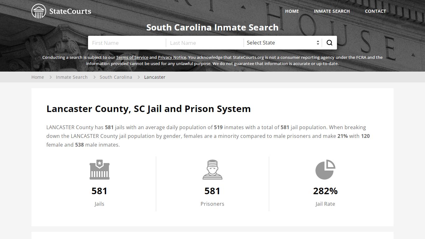 Lancaster County, SC Inmate Search - StateCourts
