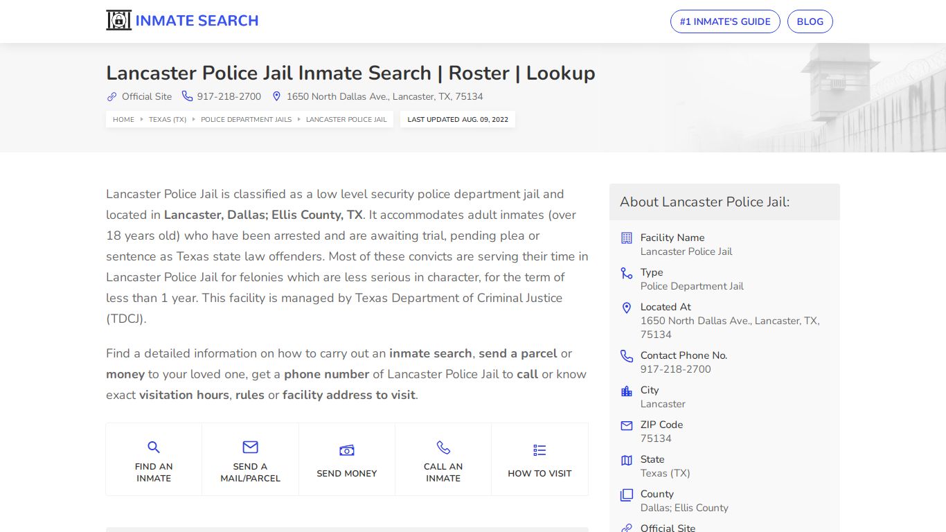 Lancaster Police Jail Inmate Search | Roster | Lookup